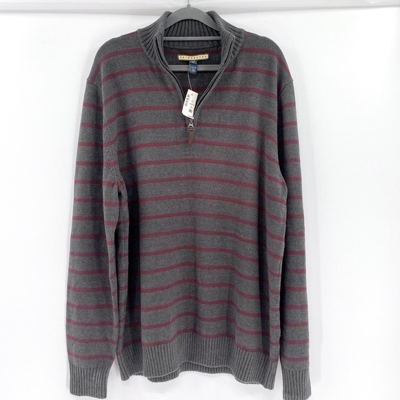 Prince & Fox Gray/Wine Zipper Pull Men’s Sweater - Picture 9 of 9